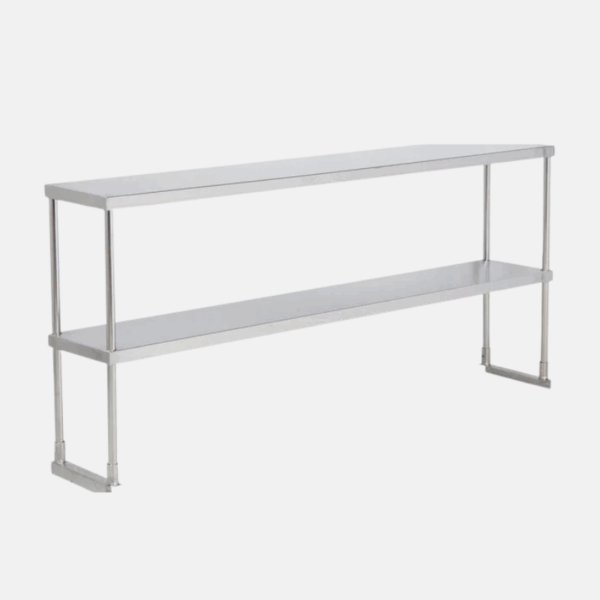 Etagère 2 étages pour table en inox de 183 cm de long.