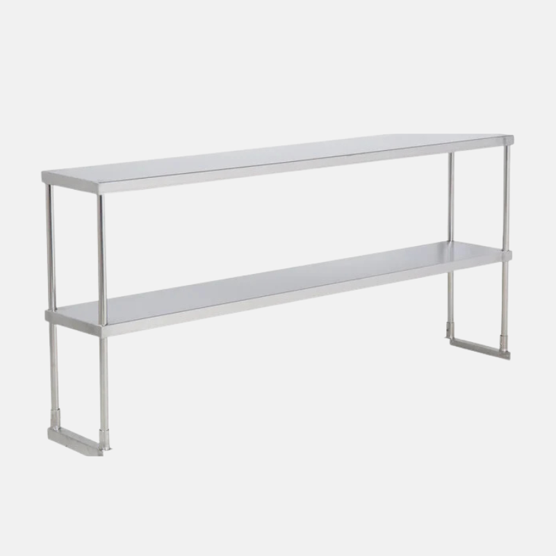 Etagère 2 étages pour table en inox de 183 cm de long.