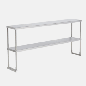 Etagère 2 étages pour table en inox 213 cm de long.