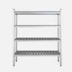 Etagère alimentaire en aluminium ayant une structure modulaire.