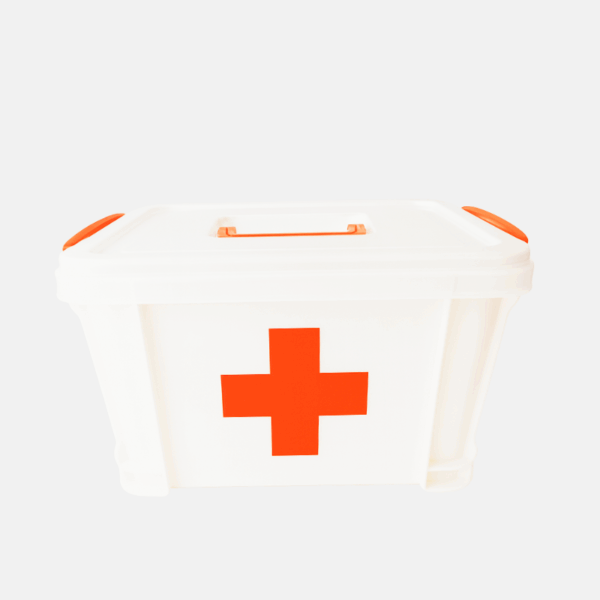 Boite de premier secours en plastique.