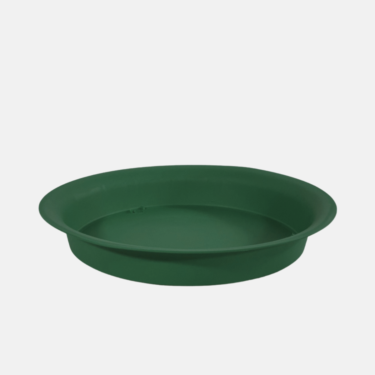 Dessous de pot rond vert de 36 cm de diamètre et 4.8 cm de haut.