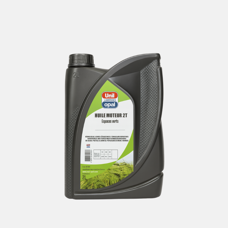 Huile moteur 2T pour machine de jardin 2 litres.