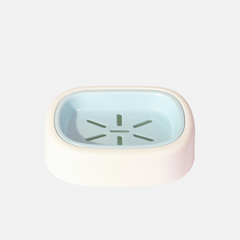 Porte savon en plastique et de couleur bleu.