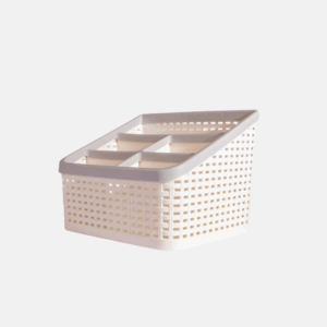 Organisateur de bureau en plastique avec 5 compartiments.