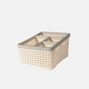 Organisateur de bureau en plastique avec 4 compartiments.