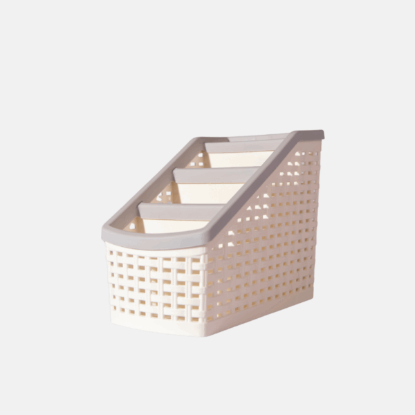 Organisateur de bureau en plastique avec 4 compartiments.
