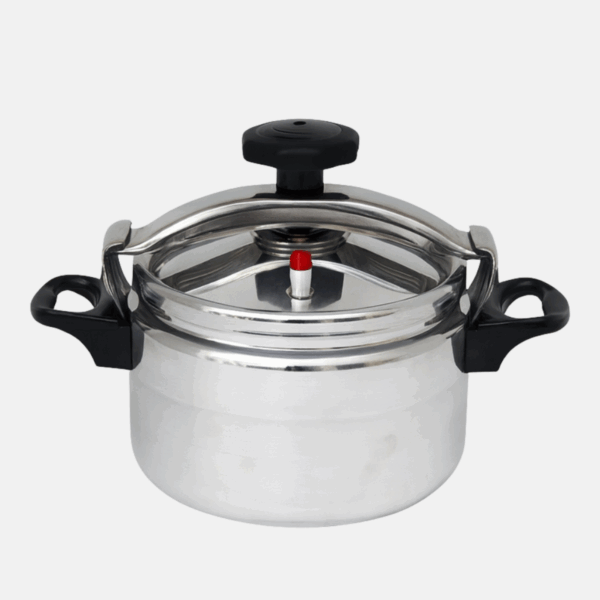 Cocotte minute en alu de 24 cm de diamètre et de 7L de capacité.