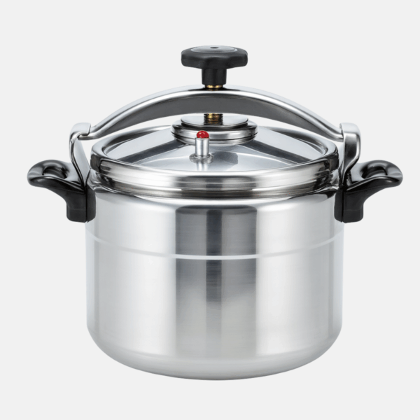Cocotte minute en alu de 26 cm de diamètre et 9L de capacité.
