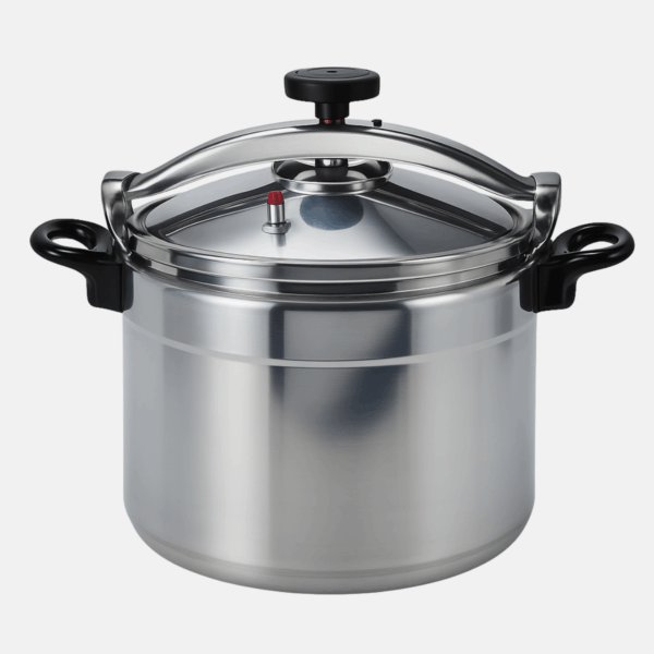 Cocotte minute en alu de 34 cm de diamètre et 22L de capacité.