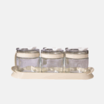 Set de 3 pots à épice en verre.