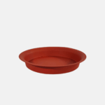 Dessous de pot rond rouge de 21 x 3 cm.