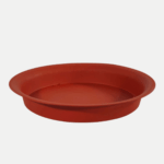 Dessous de pot rond rouge de 42 x 5 cm.