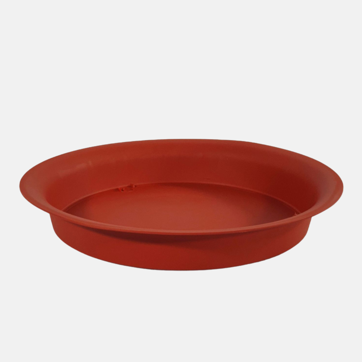 Dessous de pot rond rouge de 42 x 5 cm.
