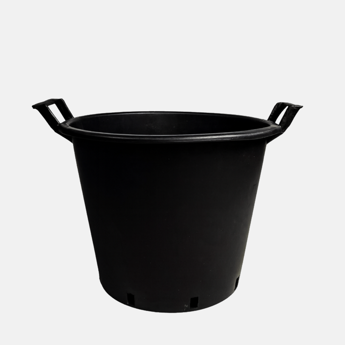 Pot noir avec poignées, de 45 cm de diamètre et 37 cm de haut pour une capacité de 35 L.