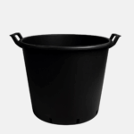 Pot noir avec poignées de 65 L, 50 cm de diamètre et 41 cm de hauteur.