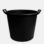 Pot noir avec poignées de 80 L, 55 cm de diamètre et 44 cm de hauteur.