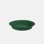 Dessous de pot rond vert de 15 cm de diamètre et 2.5 cm de hauteur.