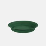Dessous de pot rond vert de 24 cm de diamètre et 3.6 cm de haut.