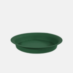 Dessous de pot rond vert de 27 cm de diamètre pour 4 cm de hauteur.