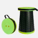 Tabouret télescopique portatif de 38 cm de diamètre vert fluo.
