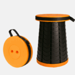 Tabouret télescopique portatif de 38 cm de diamètre orange.