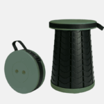 Tabouret télescopique portatif de 38 cm de diamètre vert foncé.