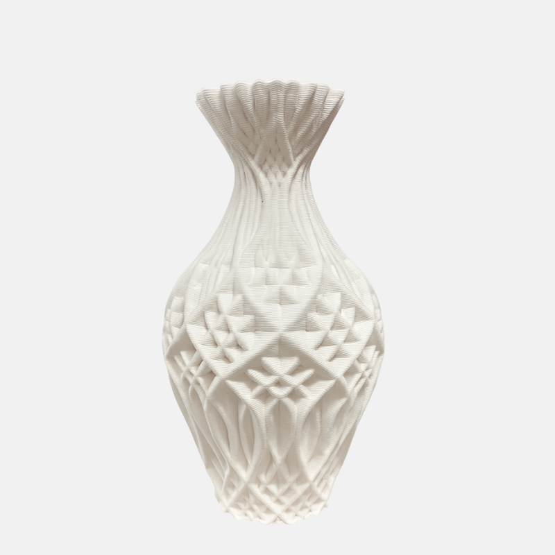 JA02246-vase-decoratif-18.5x18.5x29cm-3D2409031W06 vase décoratif blanc, vase design moderne, vase texturé 3D.