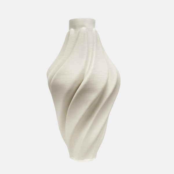 vase décoratif moderne, vase torsadé blanc, vase haut 39 cm, vase design contemporain, vase blanc ivoire, vase déco salon.