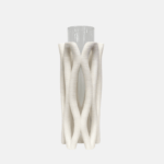 Vase décoratif blanc, vase en verre design, vase moderne ajouré, vase 12.5×26.5, vase contemporain, décoration intérieure moderne.