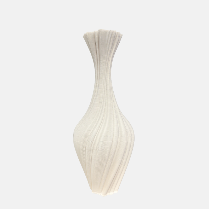 vase décoratif blanc, vase moderne design, vase 14.5×35.5, vase ondulé résine, décoration intérieure moderne.