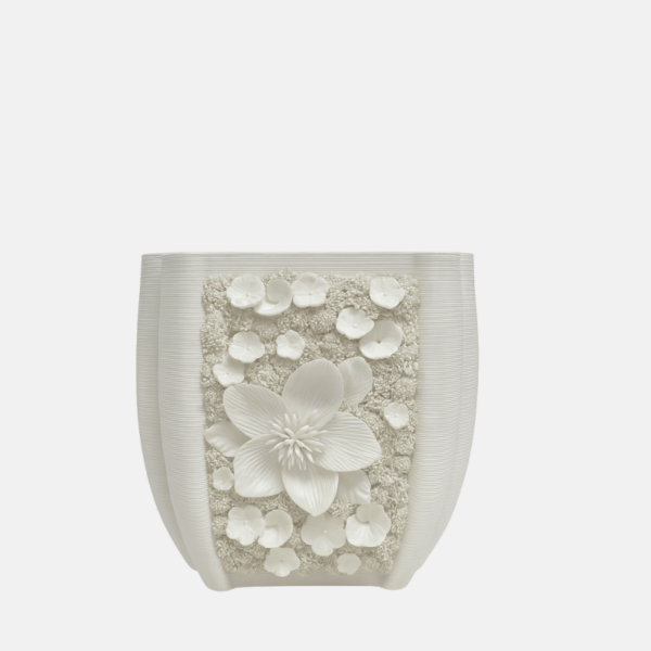 vase décoratif blanc, vase fleurs en relief,