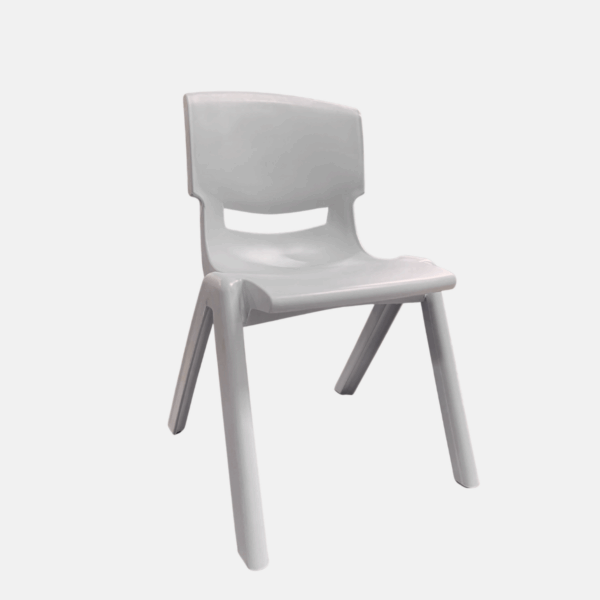 Chaise pour enfant sans accoudoir en plastique - Taille médium et de couleur gris.