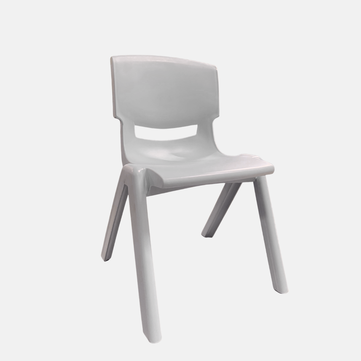 Chaise pour enfant sans accoudoir en plastique - Taille médium et de couleur gris.