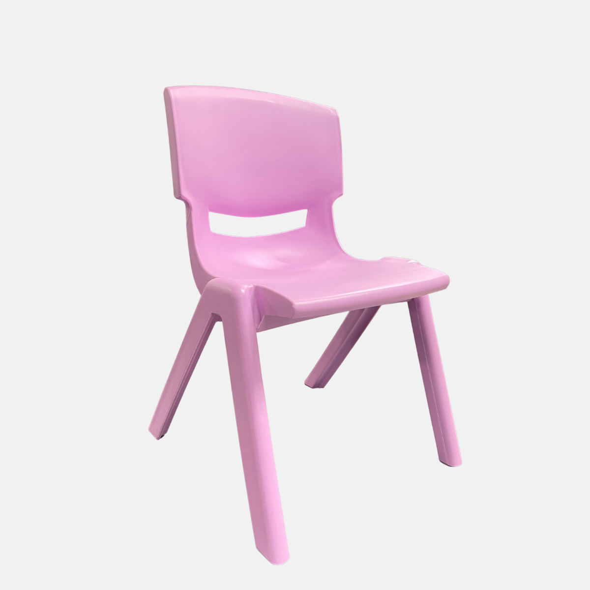 Chaise pour enfant sans accoudoir en plastique - Taille médium et de couleur rose.