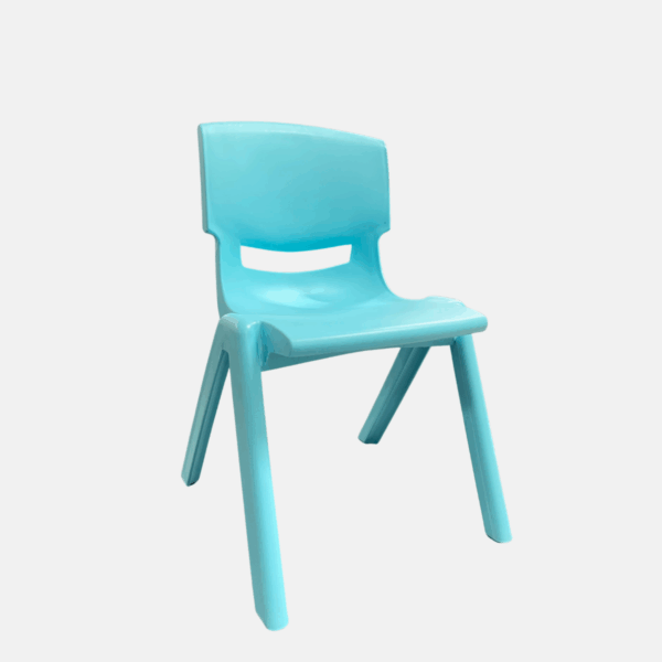 Chaise pour enfant sans accoudoir en plastique - Taille Small et de couleur bleue.