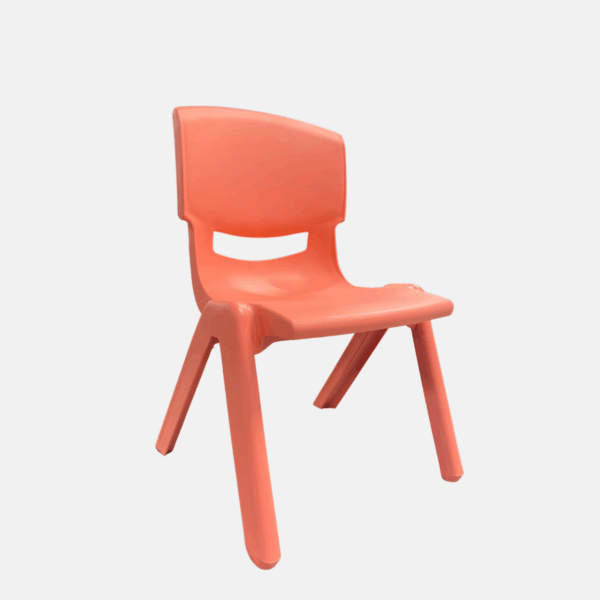 Chaise pour enfant sans accoudoir en plastique - Taille Small et de couleur orange.