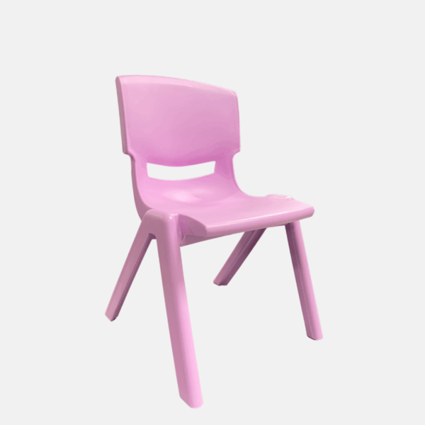Chaise pour enfant sans accoudoir en plastique - Taille Small et de couleur rose.