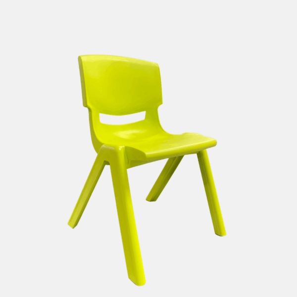 Chaise pour enfant sans accoudoir en plastique - Taille Small et de couleur vert.