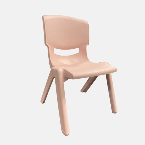 Chaise pour enfant sans accoudoir en plastique - Taille large et de couleur beige.