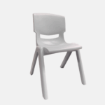 Chaise pour enfant sans accoudoir en plastique - Taille large et de couleur gris.