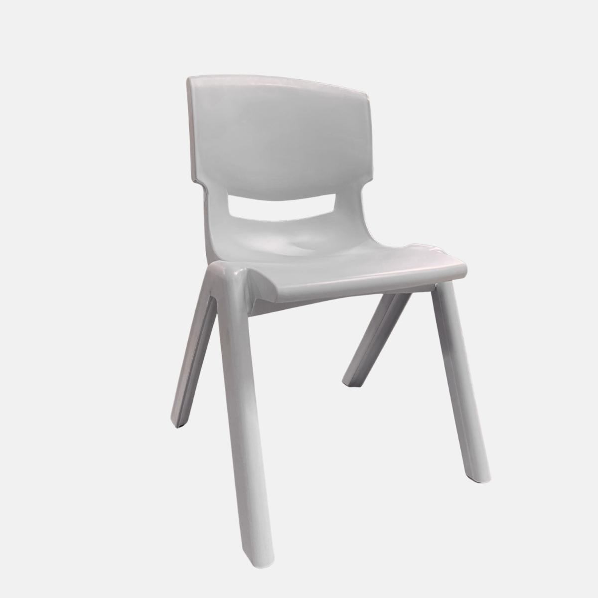 Chaise pour enfant sans accoudoir en plastique - Taille large et de couleur gris.