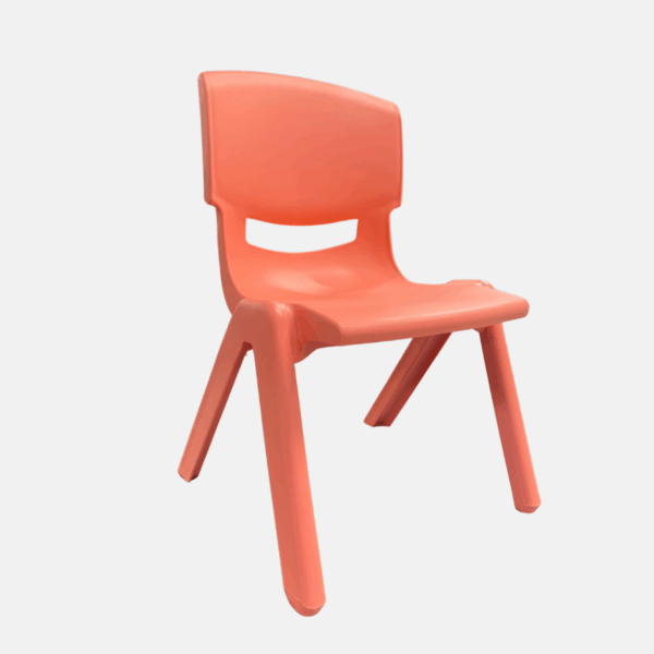 Chaise pour enfant sans accoudoir en plastique - Taille large et de couleur orange.