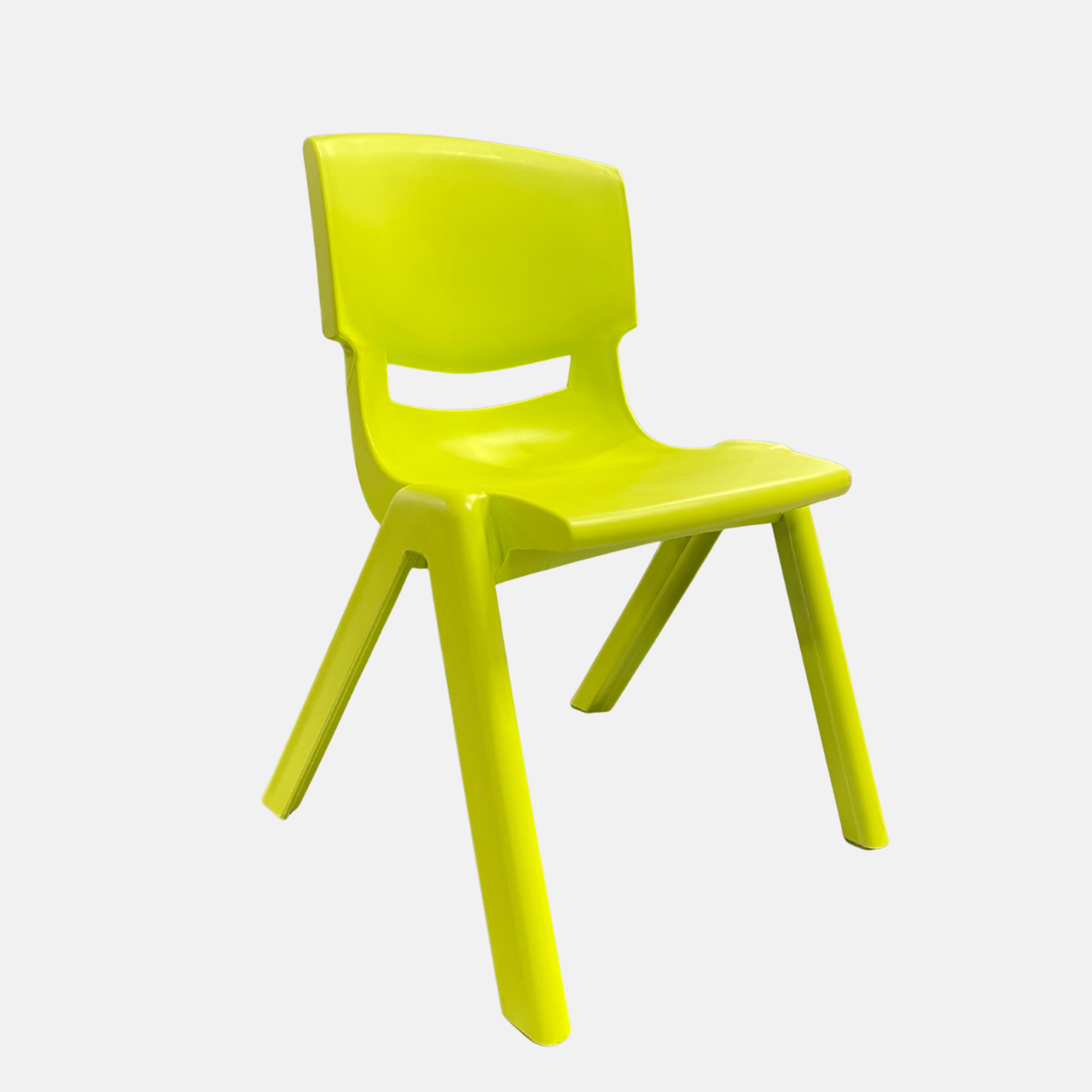 Chaise pour enfant sans accoudoir en plastique - Taille large et de couleur vert.