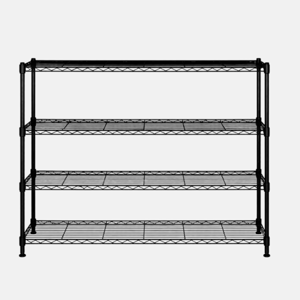 Etagère noir de 4 étages en acier inoxydable de 120x45x120 cm.