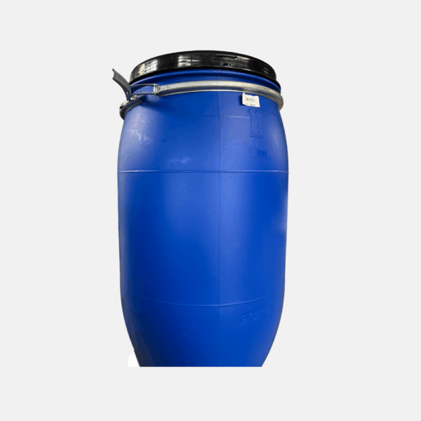 FUT PLASTIQUE BLEU 200L+BAGUE DE SERRAGE – Image 1