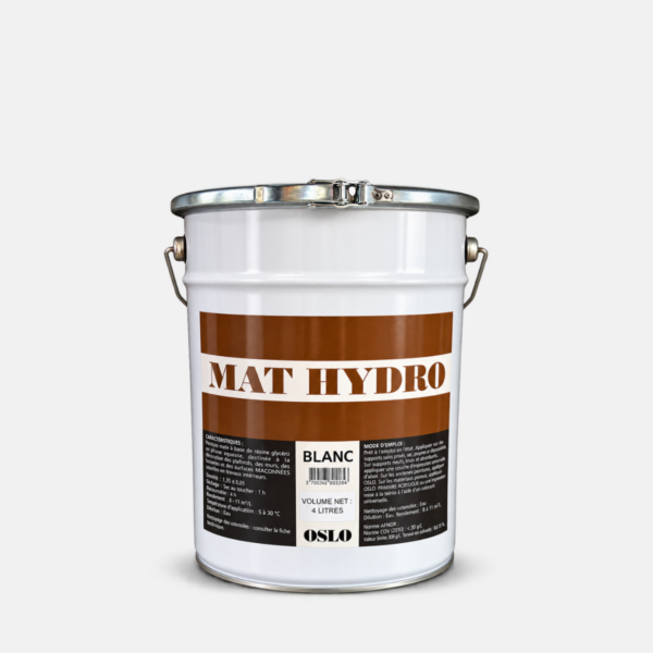 Galon de peinture blanc 4L de la marque OSLO gamme mat hydro pour l'intérieur.