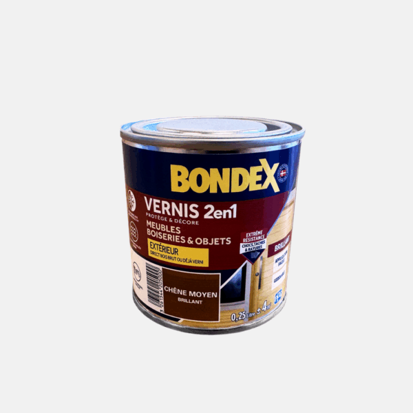 BONDEX VERNIS BOIS 2EN1 0.25L MOYEN BRIL – Image 1