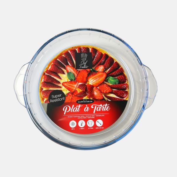 Plat en verre rond de 23 cm de diamètre.