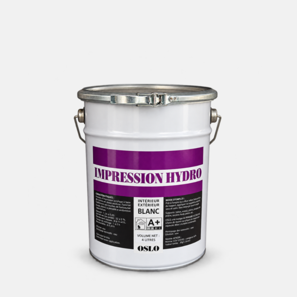 Galon de peinture blanc 4L de la marque OSLO de la gamme impression hydrolique pour l'intérieure et l'extérieure.